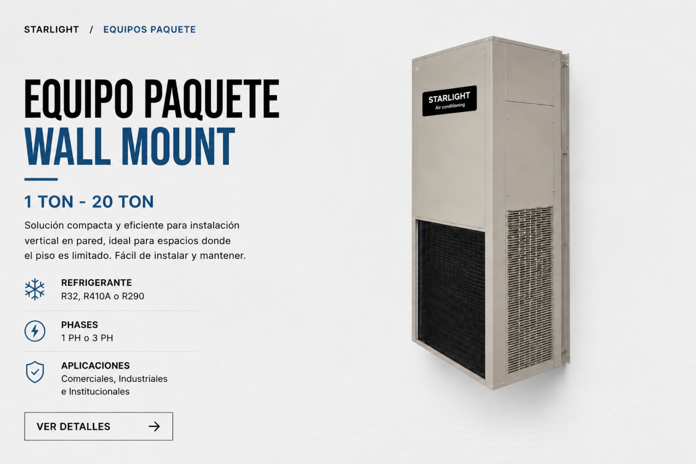 Equipo Paquete Wall Mount — 1 TON - 20 TON · STARLIGHT