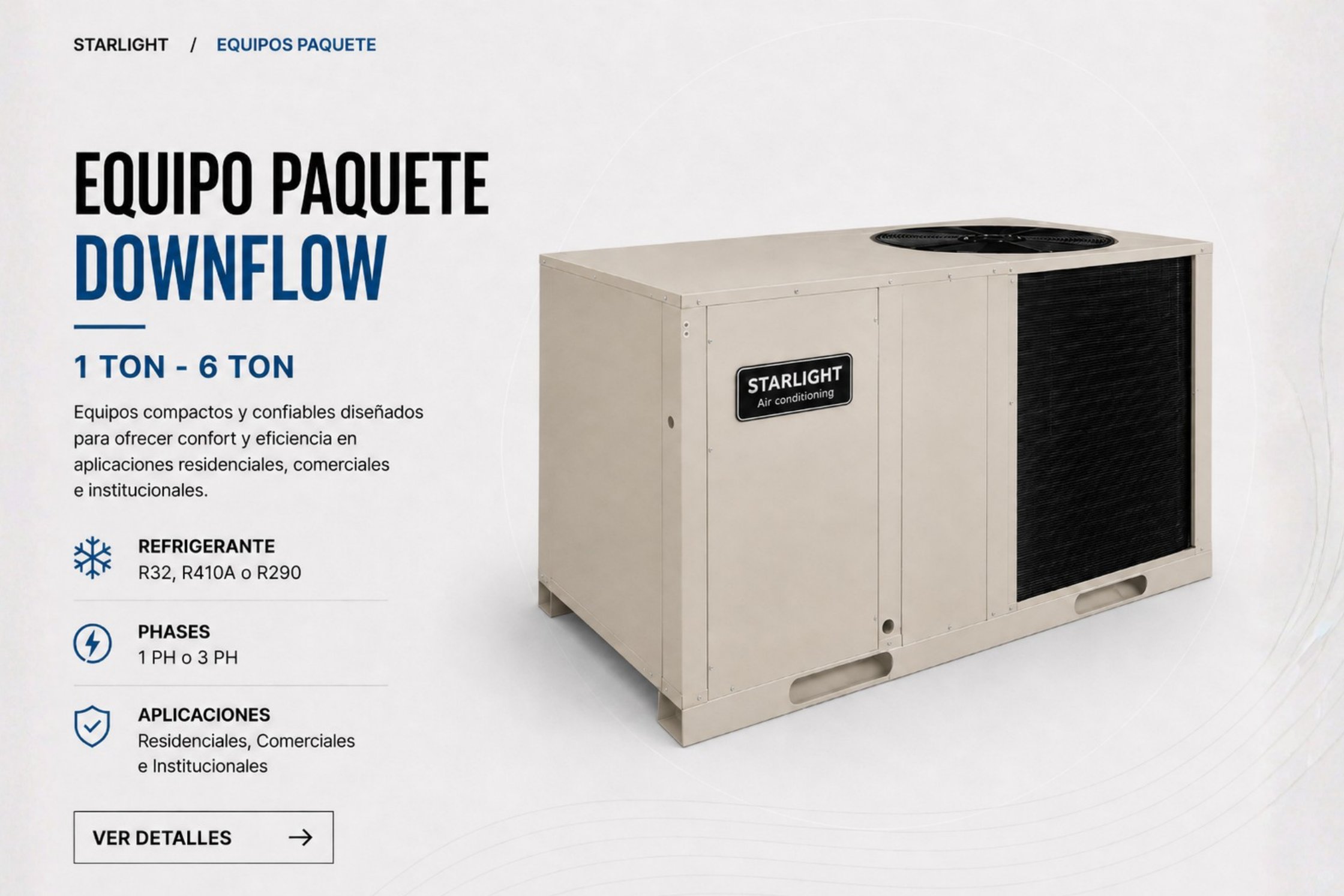 Equipo Paquete Downflow — 1 TON - 6 TON · STARLIGHT