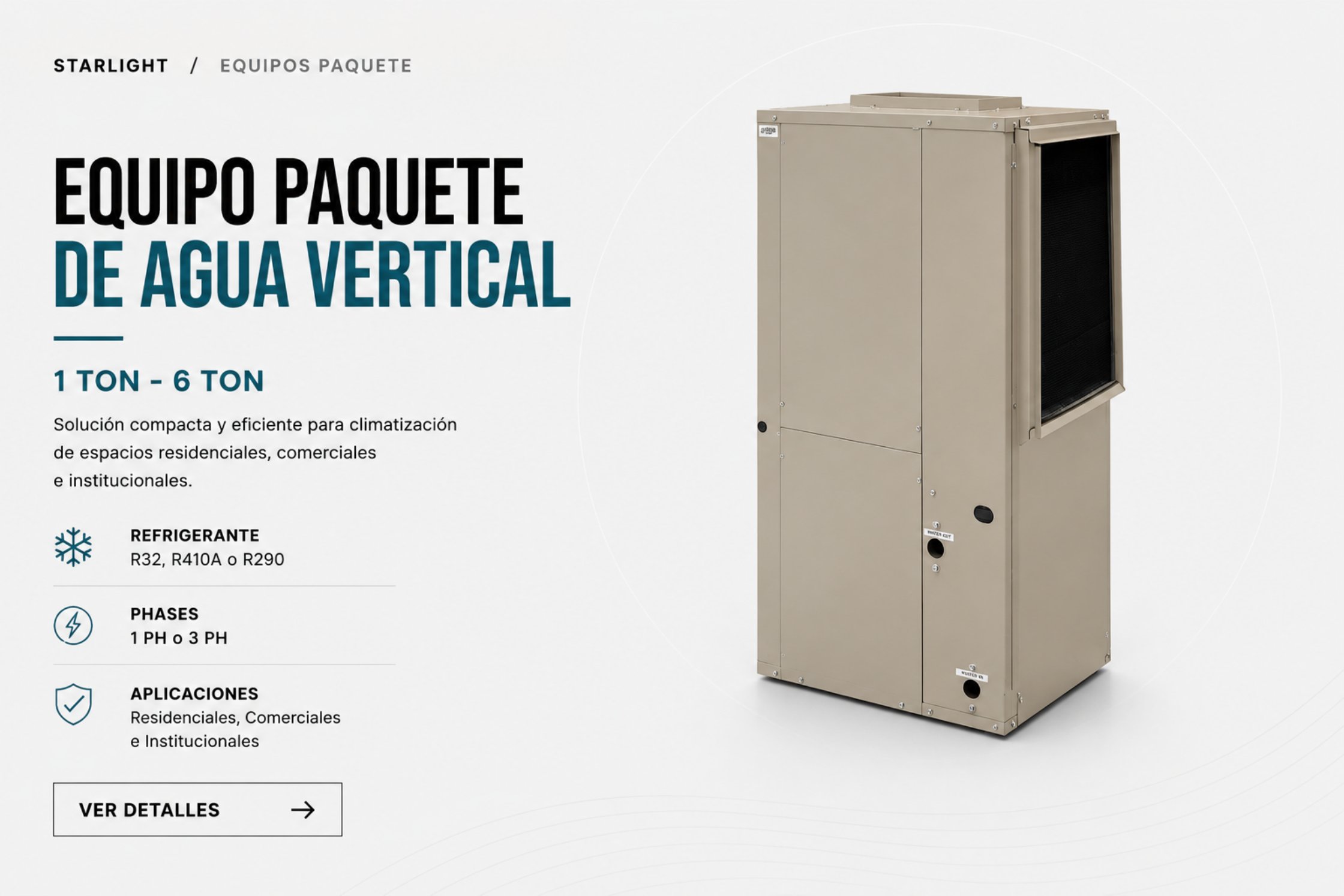 Equipo Paquete de Agua Vertical — 1 TON - 6 TON · STARLIGHT