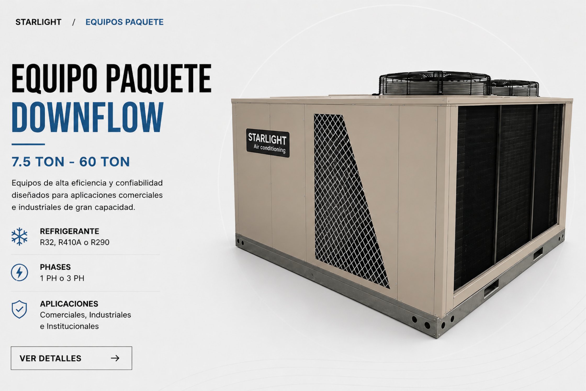Equipo Paquete Downflow — 7.5 TON - 60 TON · STARLIGHT